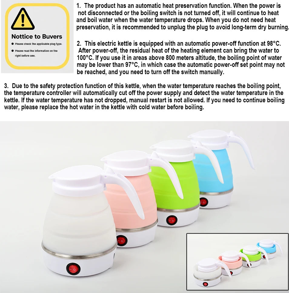 1L Foldable Travel Electric Kettle | Portable 600W Smart Kettle for Tea & Coffee