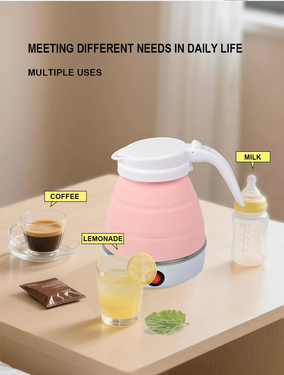 1L Foldable Travel Electric Kettle | Portable 600W Smart Kettle for Tea & Coffee